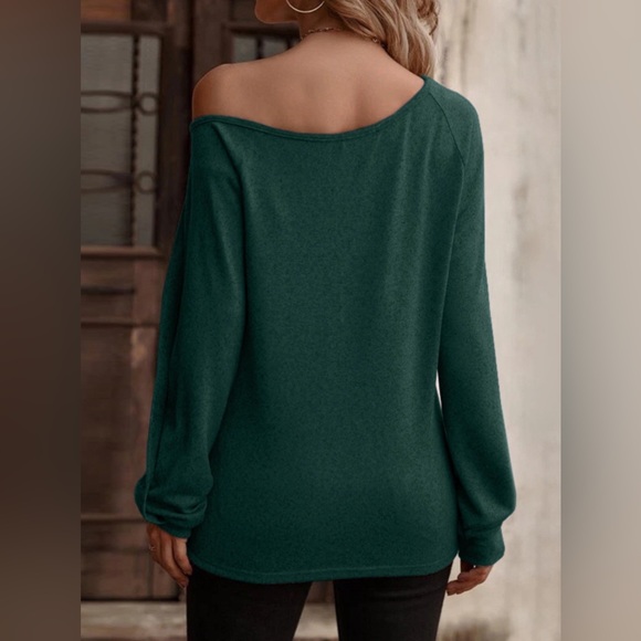 Decorative Button One Shoulder T-Shirt - available in 4 other colors - Picture 5 of 15